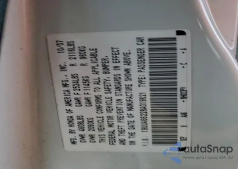 2008 Acura Tl z USA, uszkodzony, nr VIN 19UUA66228A019621